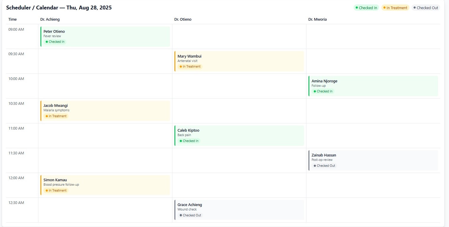 Manage doctor schedules and patient bookings
